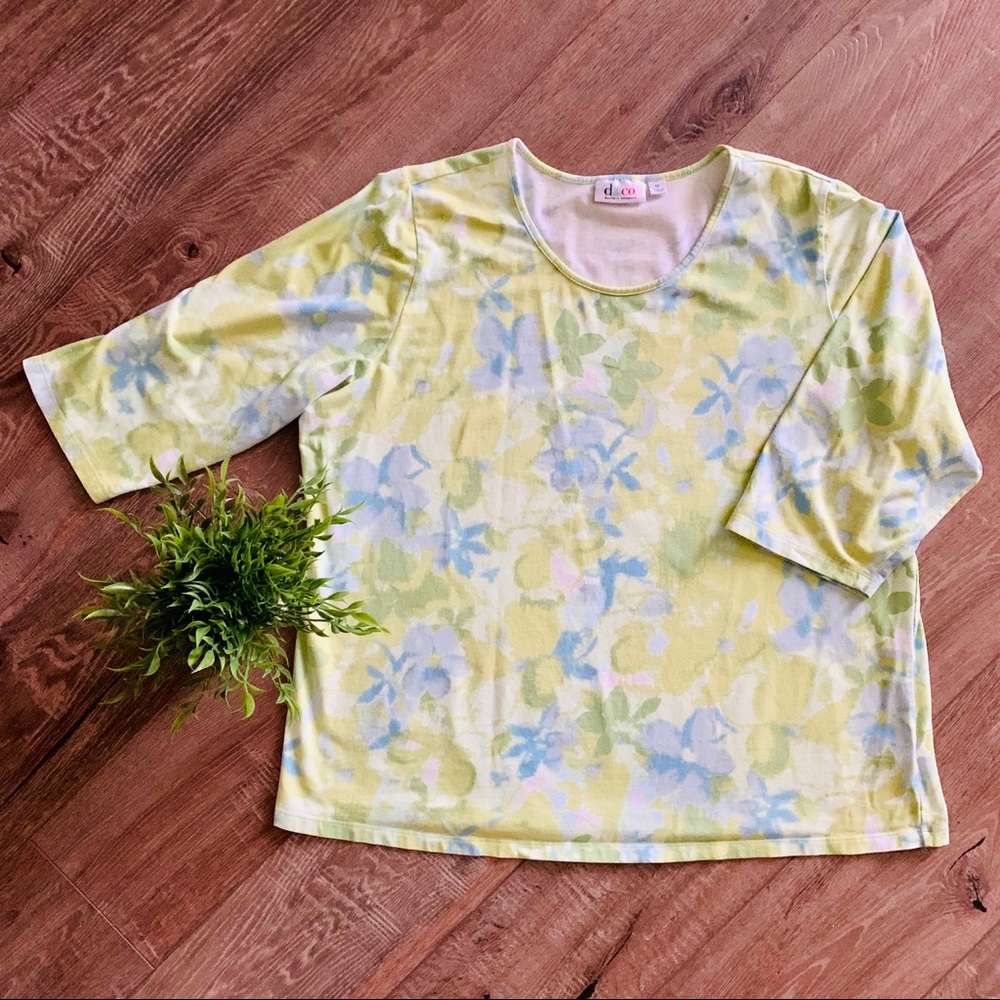 Denim&Co. 3/4 Length Sleeve Blouse 1X
